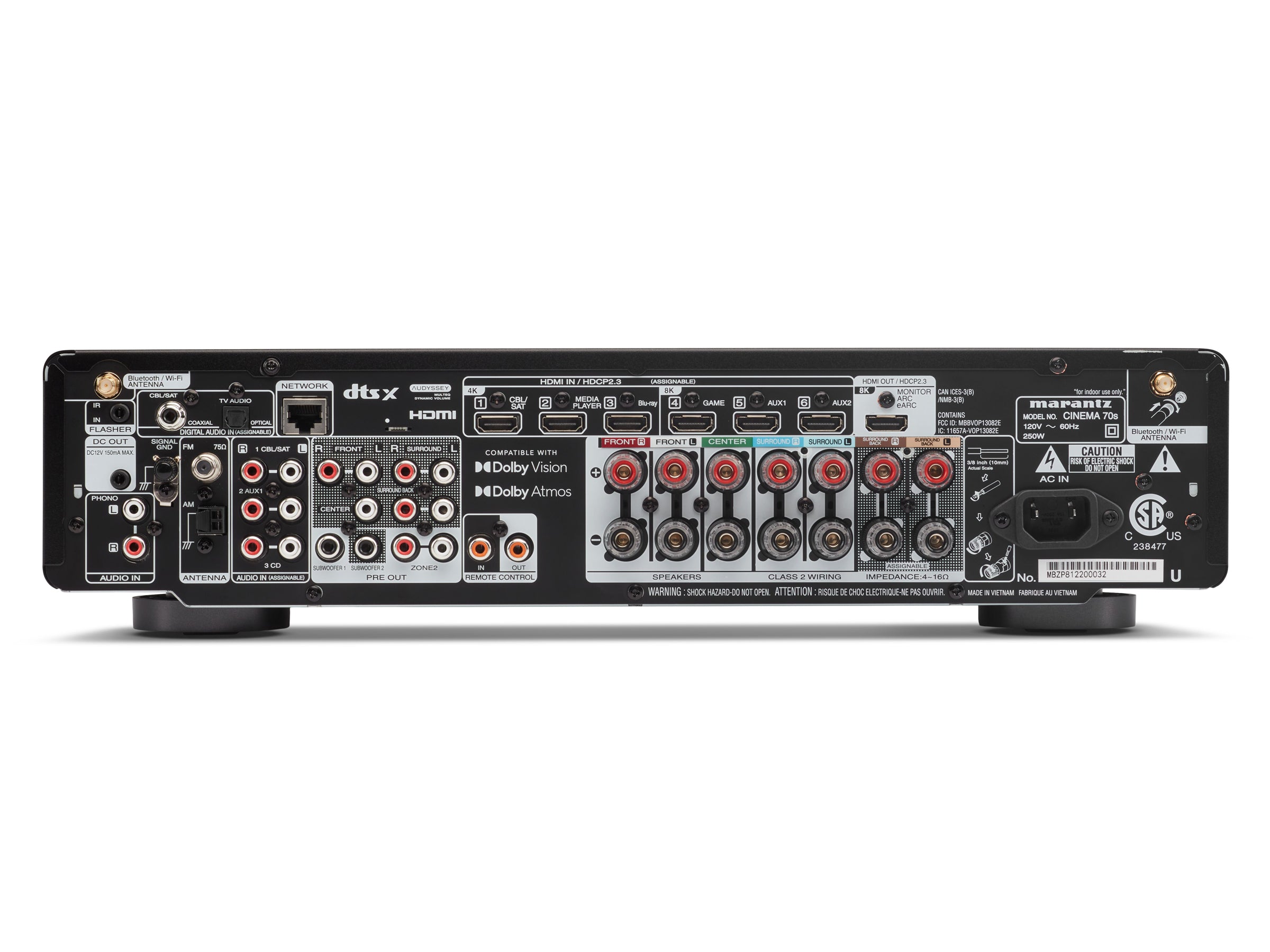 Marantz Cinema 70S 8K AV Receiver - 7.2 Channel Home Theater Amplifier with Dolby Atmos, Wi-Fi, Bluetooth & AirPlay 2 | Perfect for Movie Nights & Music Streaming