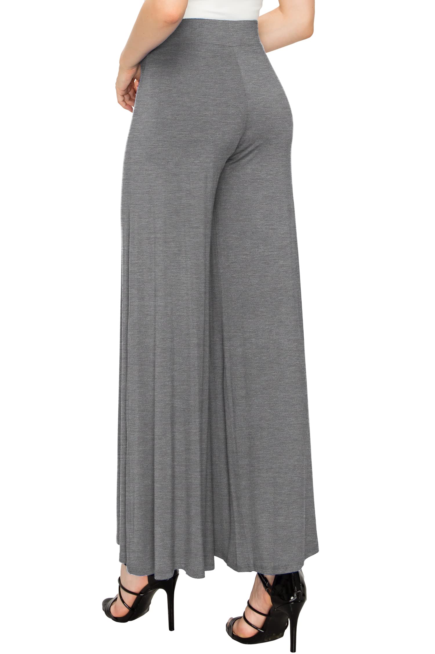 Johnny Women's Solid Color Casual Wide Leg Palazzo Pants - Stretchy Comfort Lounge Pants for Yoga, Travel & Home Wear