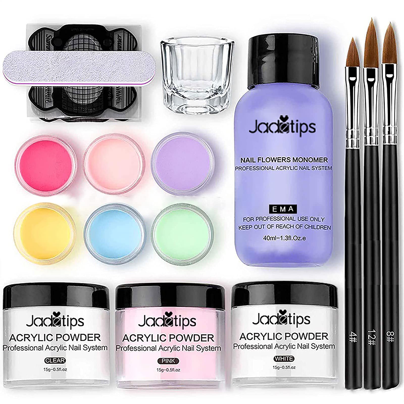 Professional 16-Piece Gel Nail Lamp Kit with 40ml Acrylic Powder Set - Mini UV/LED Nail Dryer & Multicolor Nail Art Supplies for Men & Women | Perfect for Home Salon, DIY Manicures & Nail Extensions