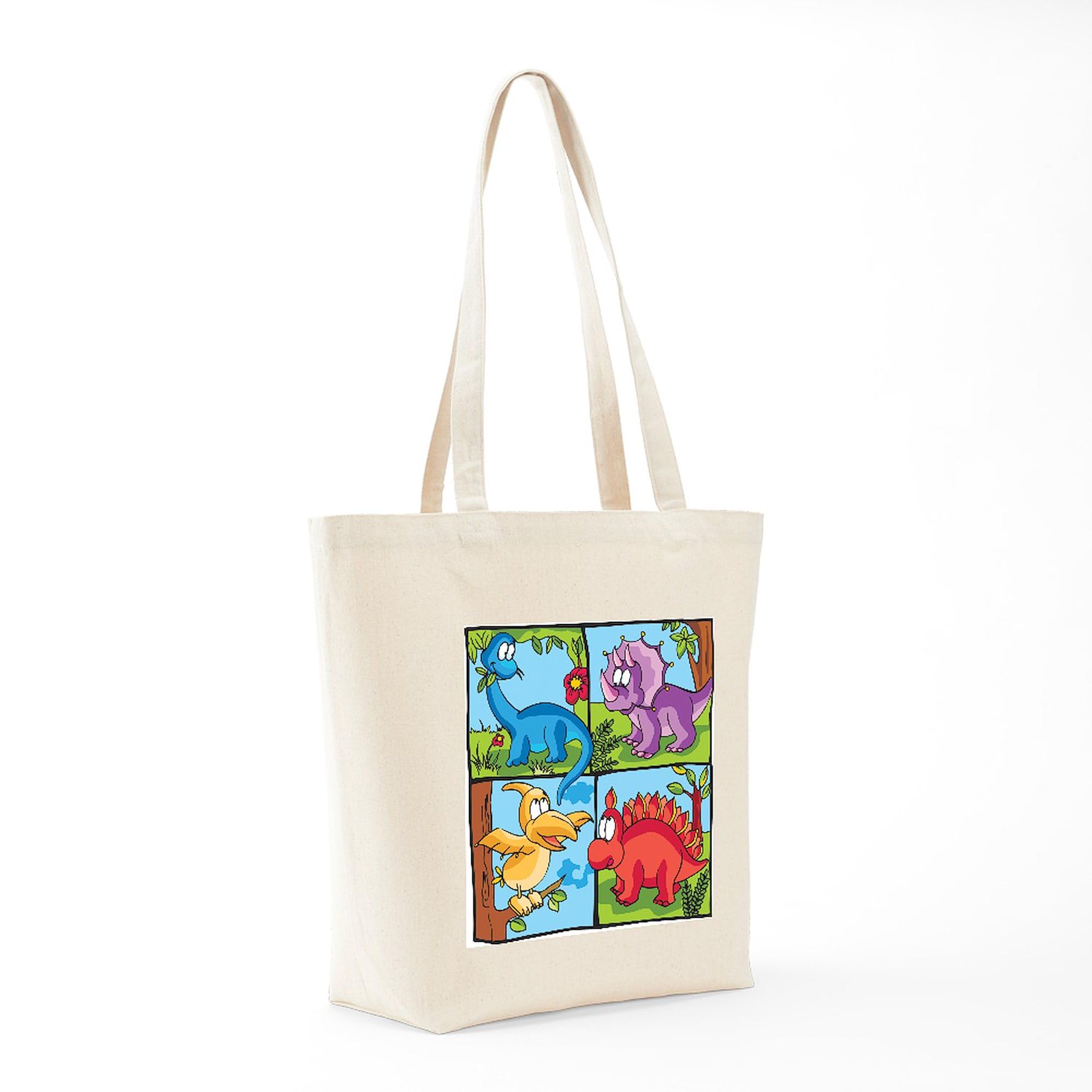 Dino Friends Natural Canvas Tote Bag - Eco-Friendly Reusable Shopping Bag for Groceries, Beach & Everyday Use | CafePress