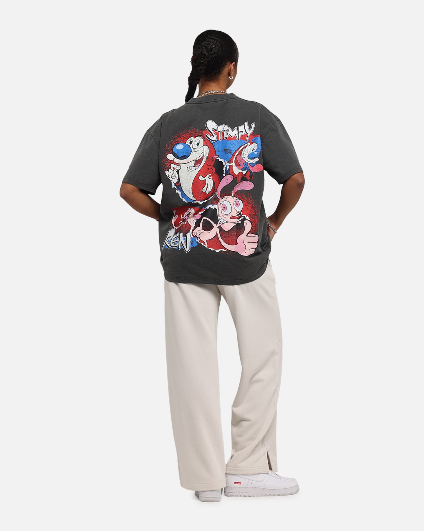 Vintage Nickelodeon Ren & Stimpy Graphic T-Shirt - Black Distressed Heavy Cotton Tee for Men & Women - Perfect for Casual Wear, Cosplay & 90s Cartoon Fans