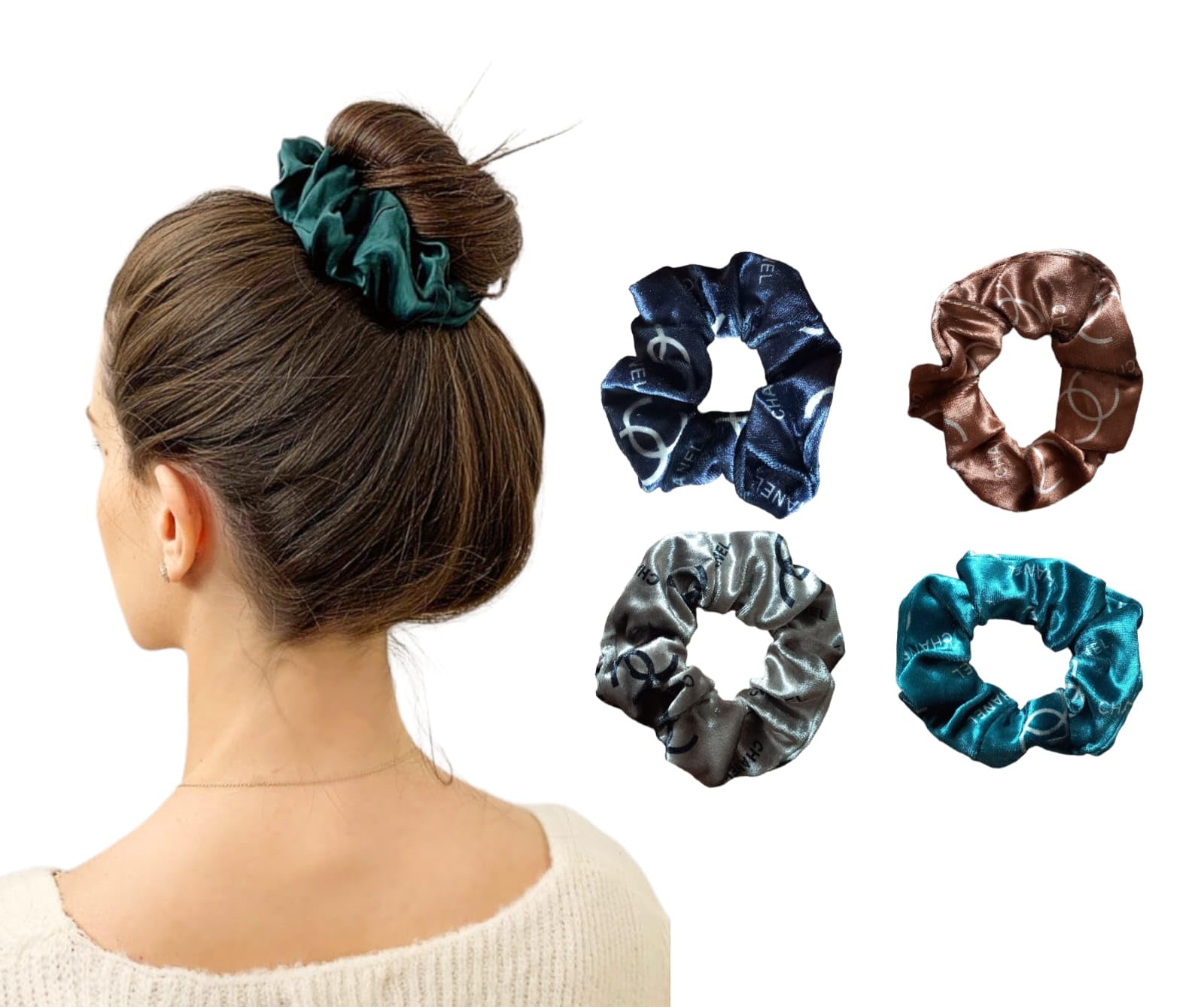 Velvet & Flannelette Scrunchies Hair Ties - Soft Elastic Hair Bands for Women (6-Pack, Assorted Colors) - Perfect for Ponytails, Buns & Everyday Hair Styling