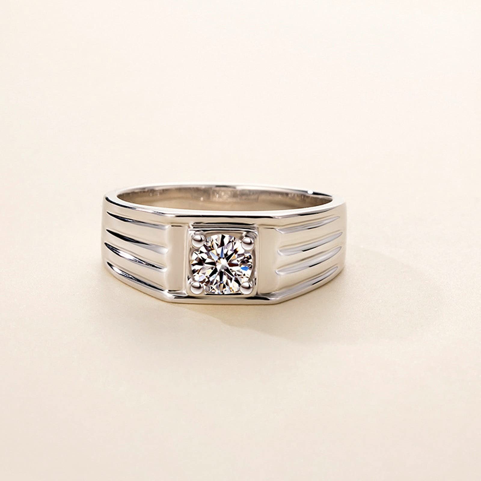 Men's Moissanite Engagement Ring S925 Sterling Silver - Size 4-11 | Wedding Band, Promise Ring, Anniversary Gift for Him