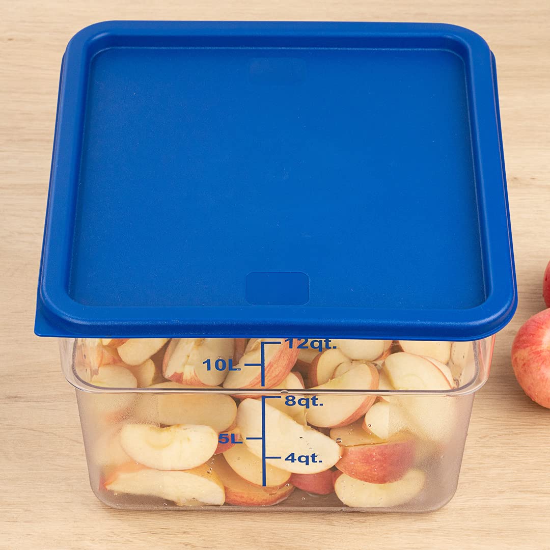 Restaurantware - 10 Pack Square Plastic Food Storage Container Lids Only | Marinating & Meal Prep Lids with Date Indicator | Dishwasher & Freezer Safe | Blue Plastic Lids (Containers Sold Separately) | Perfect for Meal Prep, Leftovers & Food Storage Organization