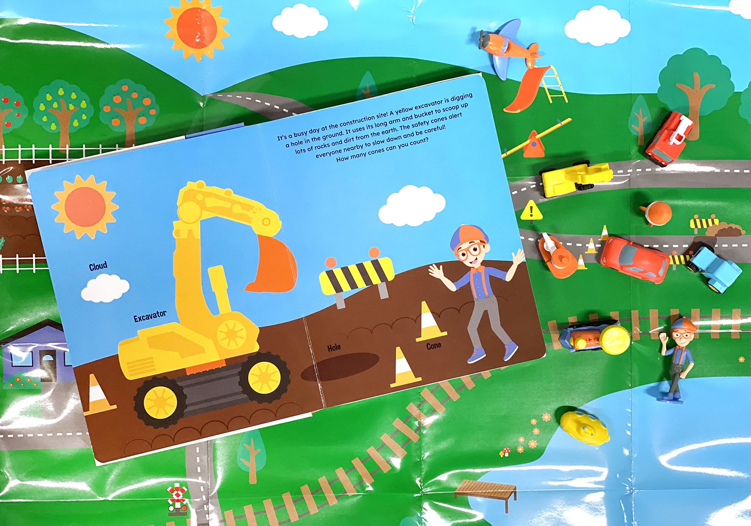 Blippi My Busy Books - Interactive Storybook with 10 Figurines & Playmat | Educational Toy for Kids | Perfect for Storytime, Imaginative Play & Learning Activities