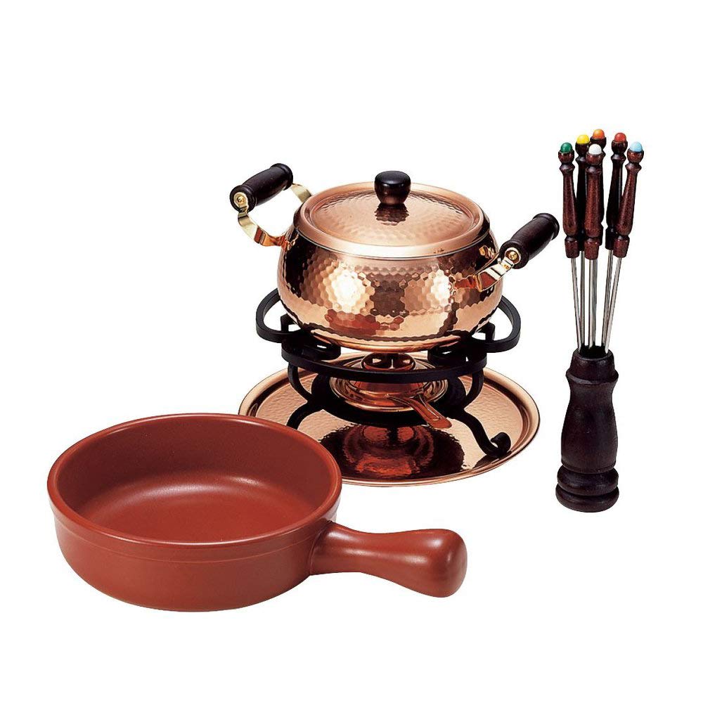 Premium Copper Cheese Fondue Set - 20/18 cm Small Size for Perfect Melting | Ideal for Parties, Romantic Dinners & Family Gatherings | 726 W
