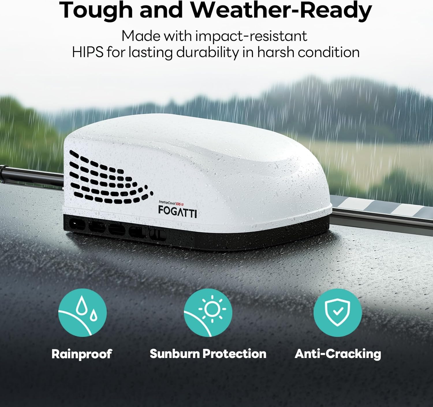 Fogatti InstaCool 135 II RV Rooftop Air Conditioner - 13,500 BTU, 115V, Non-Ducted - Compact Cooling for RVs, Campers & Tiny Homes - Perfect for Summer Travel & Off-Grid Living