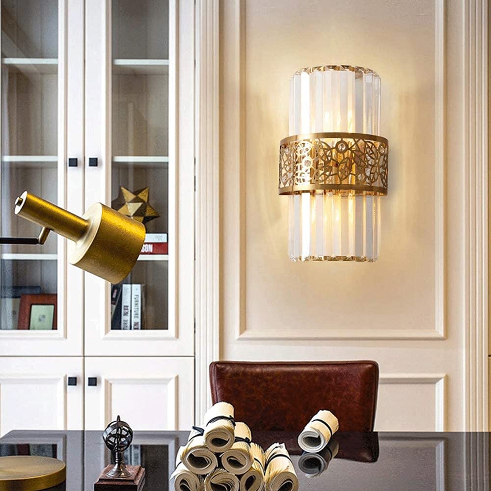 Postmodern Crystal Wall Lamps - Creative Bedside Night Light with Hollow Metal Decor, Modern Indoor Wall Fixture for Hallway, Living Room, Dining Room & Kitchen (E14 Lamp Holder) - Perfect for Bedroom Ambiance & Home Decor Lighting