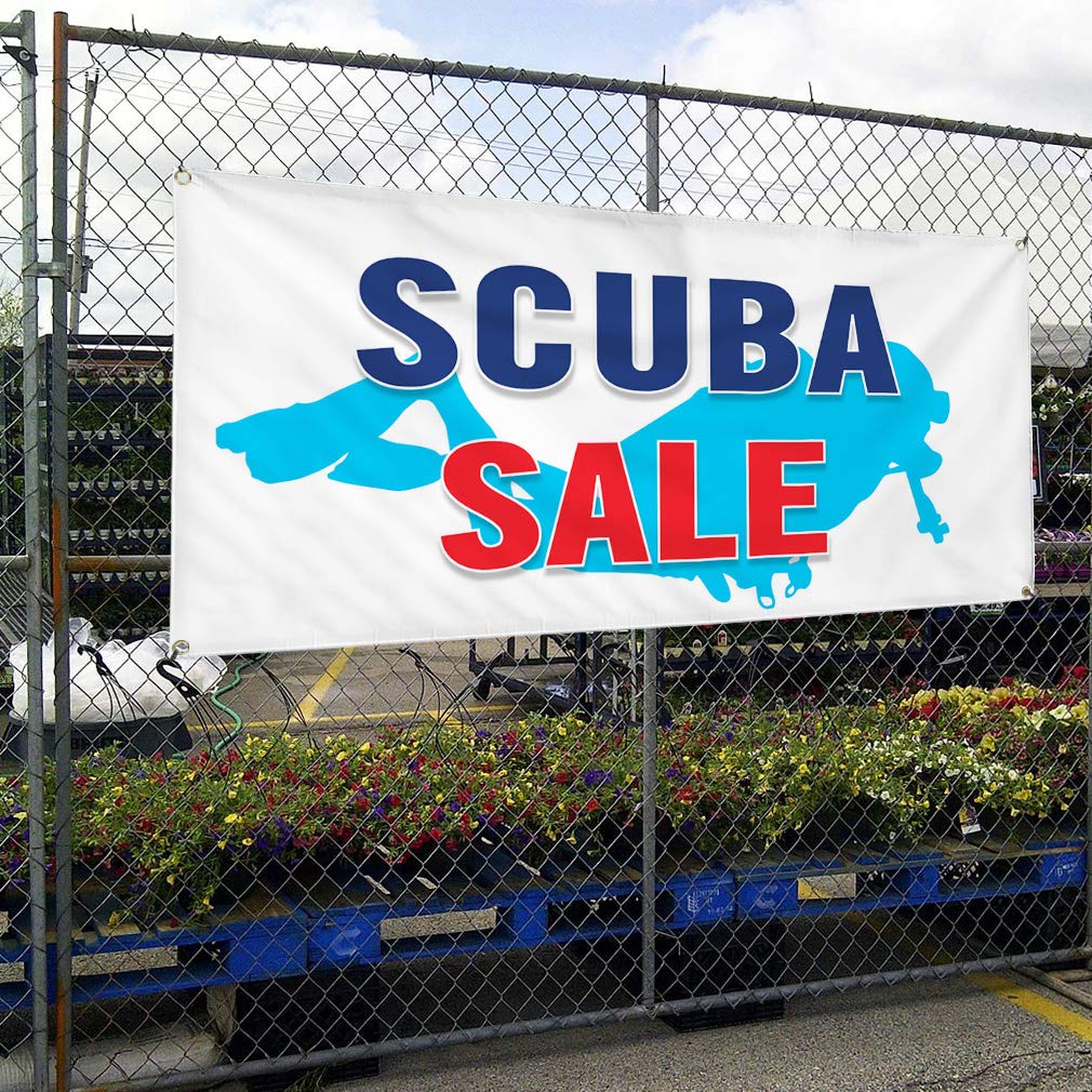 Premium Vinyl Banner - Multiple Sizes (48x96 Inches) | Weatherproof, Industrial Strength for Outdoor Business Signs | 8 Rustproof Grommets | Ideal for Yard Sales, Scuba Promotions & Commercial Advertising