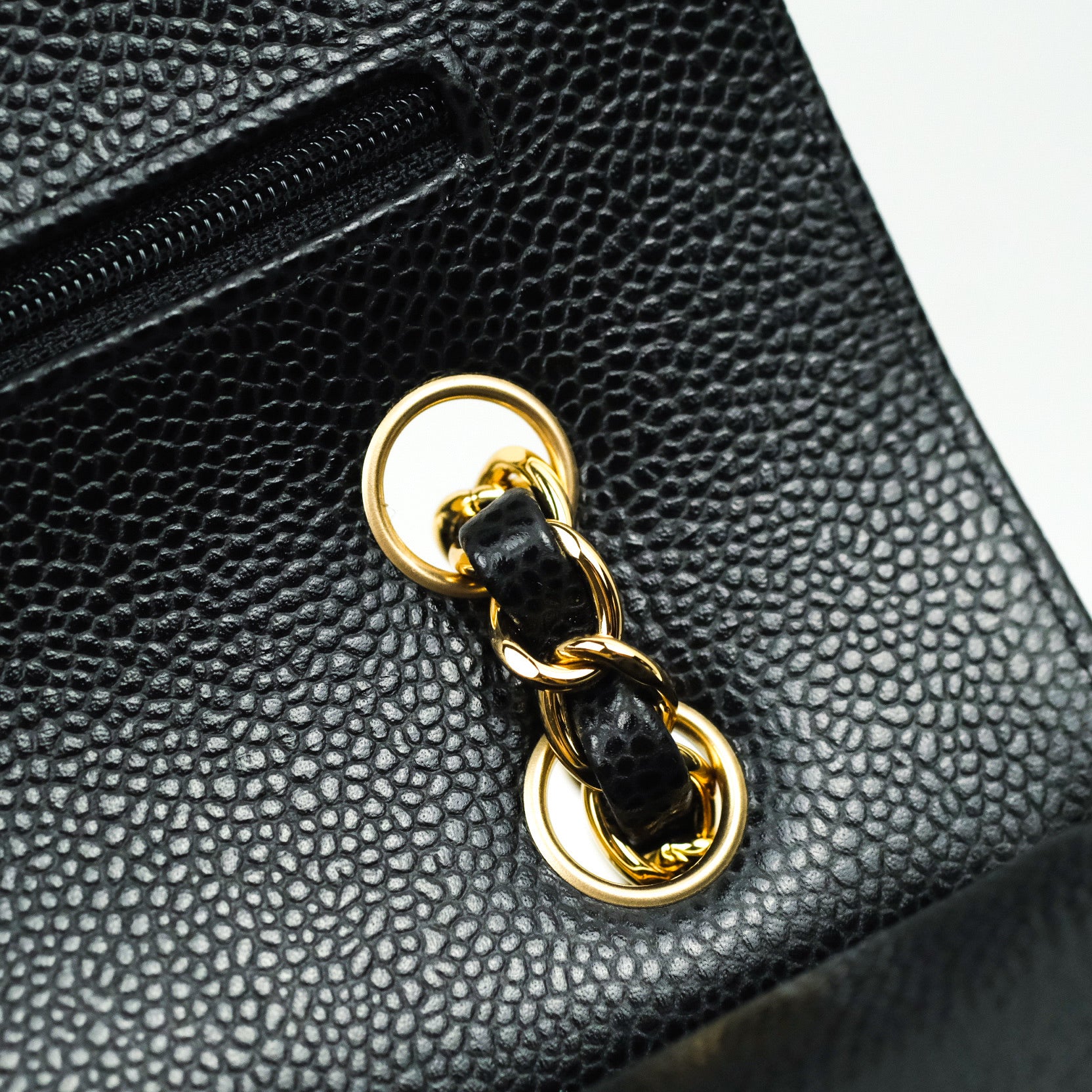 Authentic Chanel Classic Double Flap Bag M/L Size - Black Caviar Leather with Gold Hardware | Luxury Handbag for Women, Perfect for Evening Events & Special Occasions