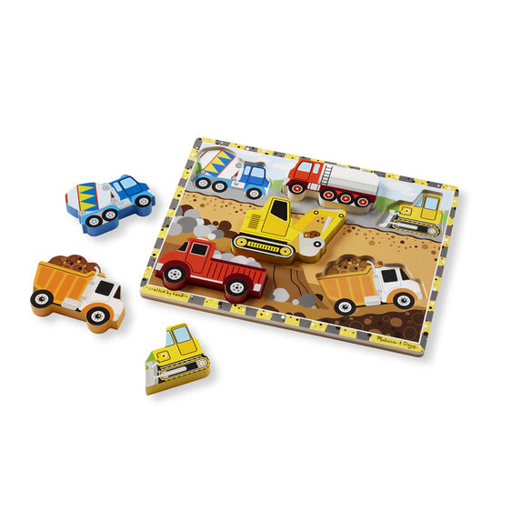 Chunky Wooden Construction Puzzle for Toddlers - Educational Building Toy for Kids Ages 1-3 - Perfect for Early Learning & Fine Motor Skills Development | Great for Preschool Classroom, Birthday Gifts & Montessori Activities