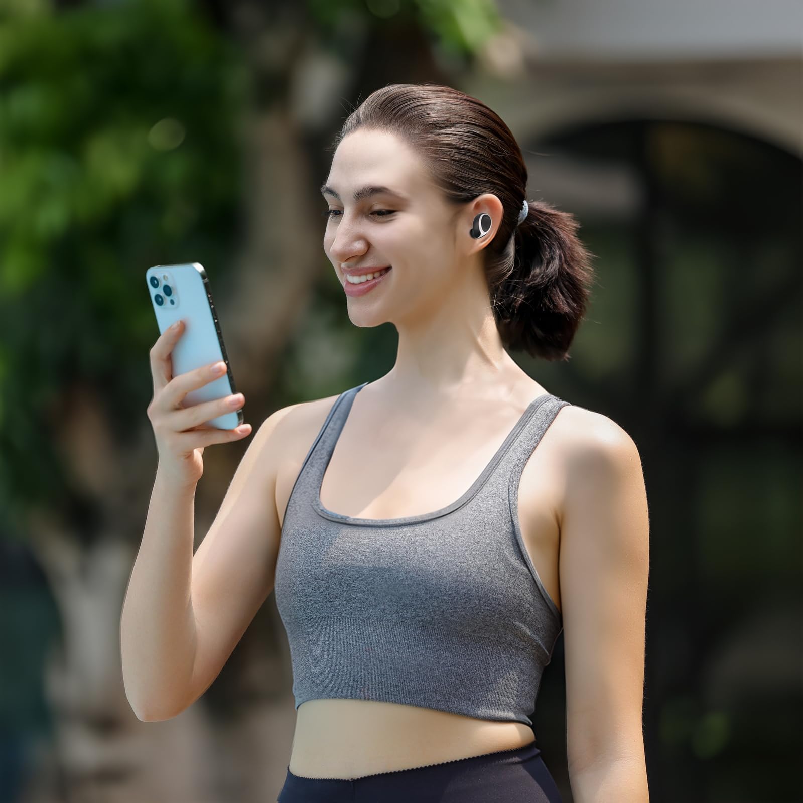 AIYIBEN Wireless Bluetooth Earpiece - 6 Hours Playtime, Hands-Free Car & Sports Headset with Mic for iPhone Android Smartphones, PC, TV - Perfect for Driving, Workouts, Audiobooks & Conference Calls (Black)