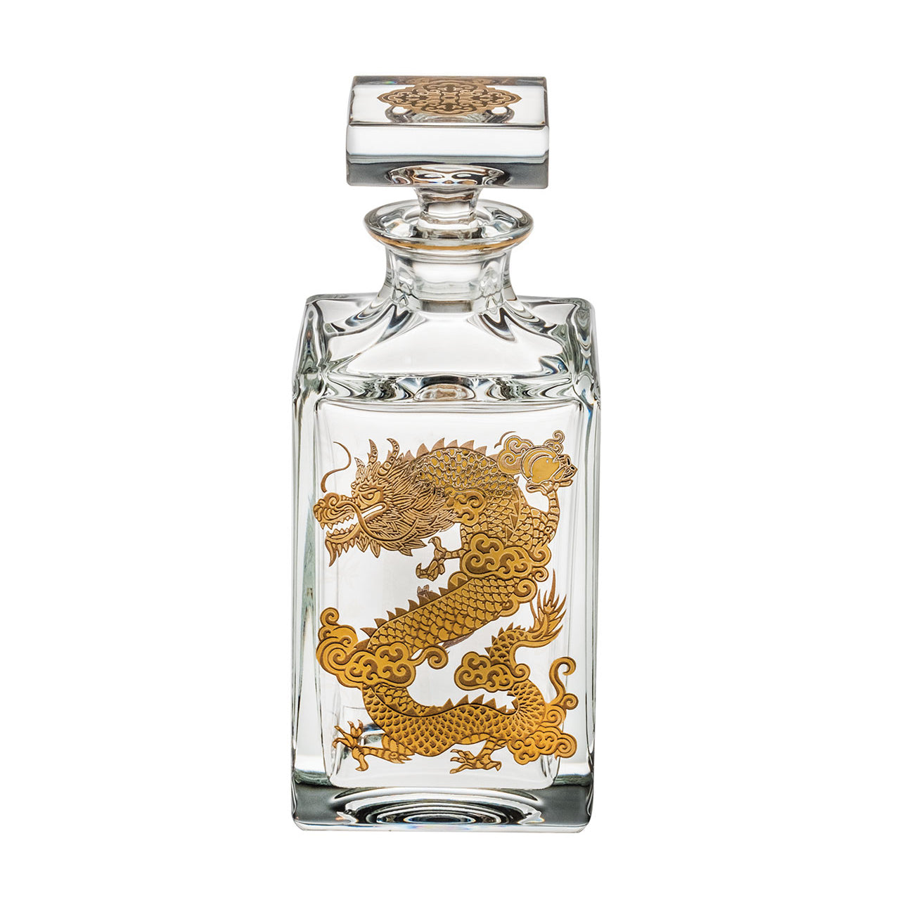 Golden Dragon Whiskey Decanter Set - Elegant Glass Liquor Decanter with 2 Glasses - Perfect for Bourbon, Scotch, Whiskey & Wine - Great Gift for Home Bar, Parties & Special Occasions