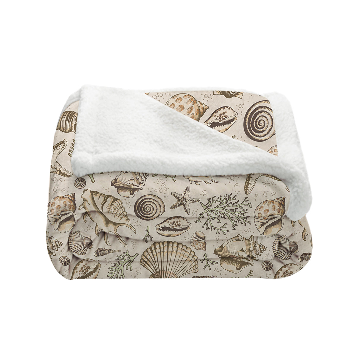 Cozy Brown Seashells Soft Sherpa Blanket - Warm Flannel Throw for Bed, Couch & Travel - Ultra Soft Fleece Blanket for Winter, Camping & Home Decor