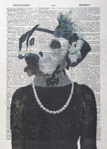 Vintage Dalmatian Print Wall Art - Dictionary Page Dog Portrait in Clothes, Unique Pet Gift for Dog Lovers | Perfect for Living Room Decor, Bedroom Art & Friendship Presents