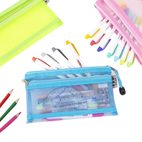 4 Pack Mesh Zipper Pouch Set - Waterproof Cosmetic Organizer Bags for Makeup, Office Supplies & Travel Accessories (Ideal for Travel, Gym, Toiletries & Daily Organization)