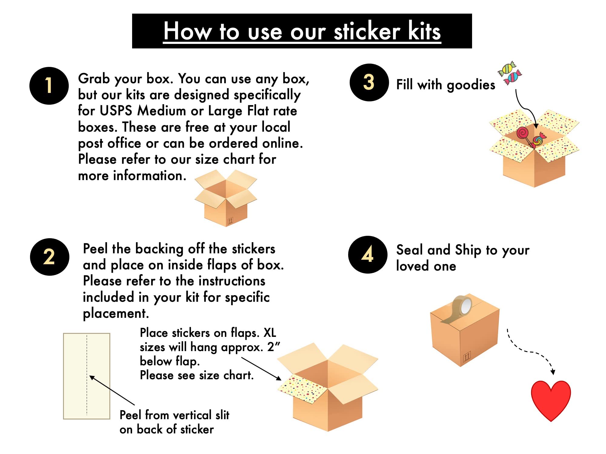 Long Distance Care Package Box - Hug in a Box Gift Set with Stickers for Couples & Family | Thoughtful Gifts for LDR Relationships, Military Deployments & College Students