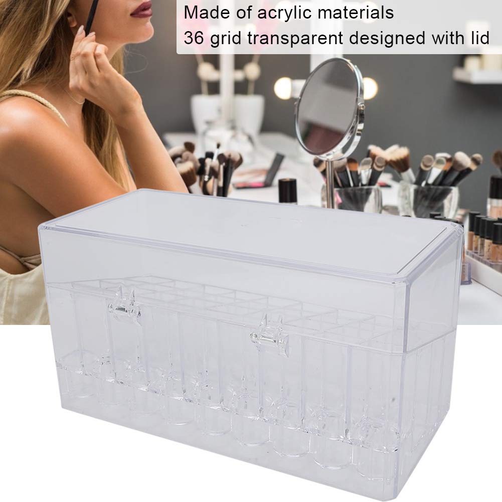 MAVIS LAVEN 36 Grid Clear Makeup Organizer - Dustproof Transparent Cosmetic Storage Case for Lipstick, Jewelry & Makeup Brushes | Perfect for Vanity, Bathroom & Travel Organization