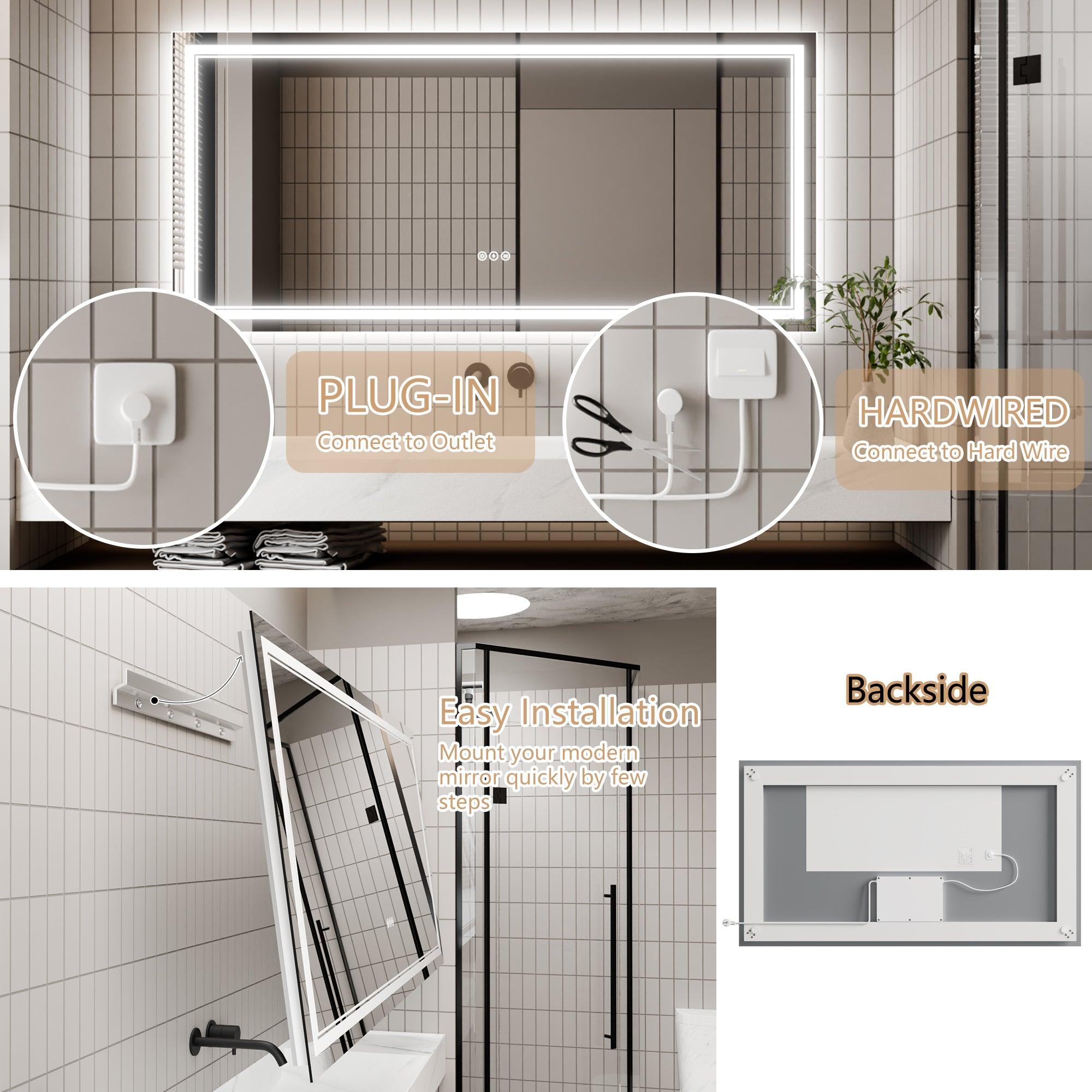 Anti-Fog LED Bathroom Mirror with Dimmable Backlit & Touch Switch - GlareGuard Illuminated Vanity Mirror for Makeup, Shaving & Home Decor