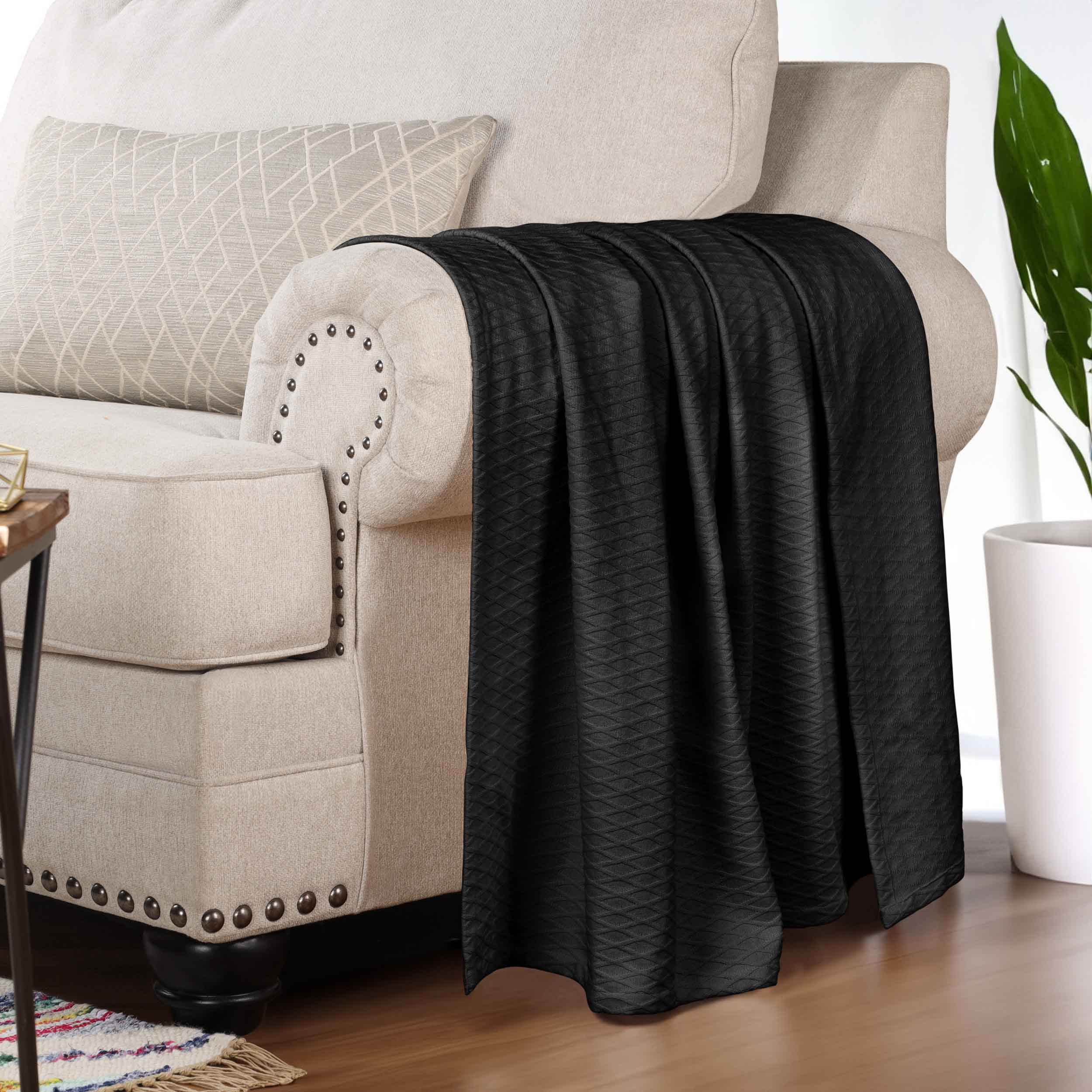 Premium Cotton All-Season Diamond Pattern Bed Blanket & Sofa Throw - Soft Cozy Blanket for Bedroom, Living Room, Travel and Gift Giving