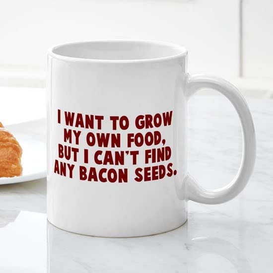 Premium 11 oz (325 ml) Ceramic Coffee Mug - Funny Bacon Seeds Design - Perfect for Coffee, Tea & Hot Drinks at Home, Office or Gifts