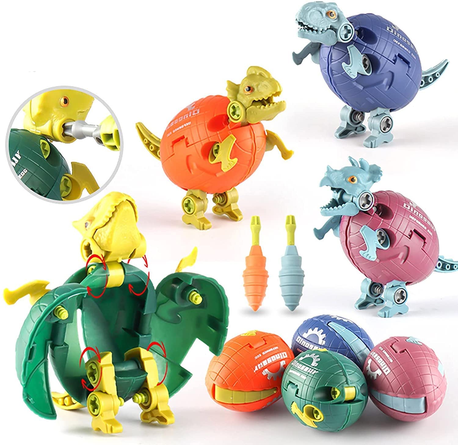 Dinosaur Egg Toy Set - 4PCS Transformable Dinosaur Building Blocks, STEM Educational Toys for Kids, Perfect Gift for Boys & Girls | Fun Playtime & Learning Activity