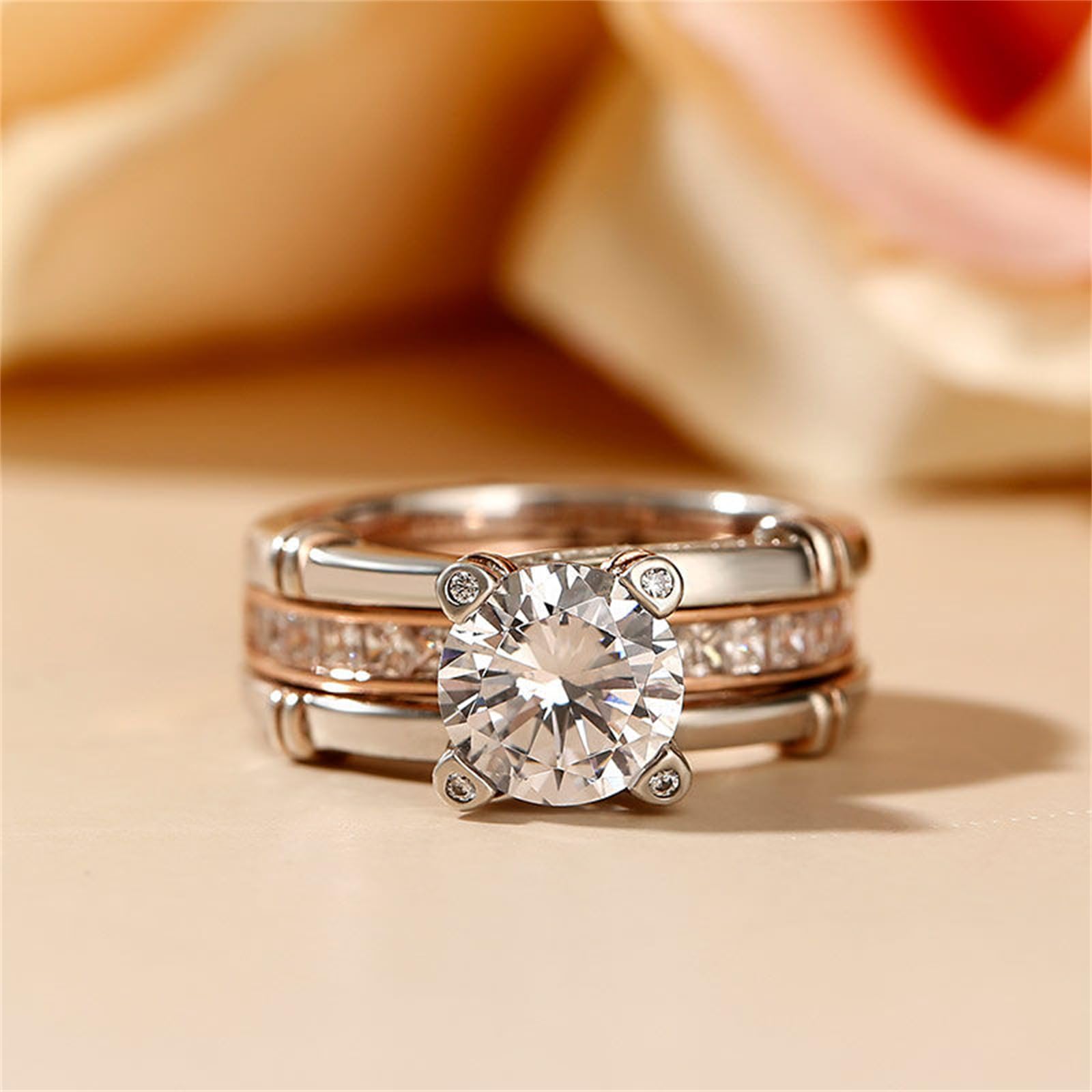 Jeulia Diamond Band Rings for Women - Sterling Silver CZ Interchangeable Ring Sets | Wedding, Engagement, Anniversary, Promise Ring, Bridal Jewelry Sets | Perfect for Proposals, Bridal Parties & Romantic Gifts