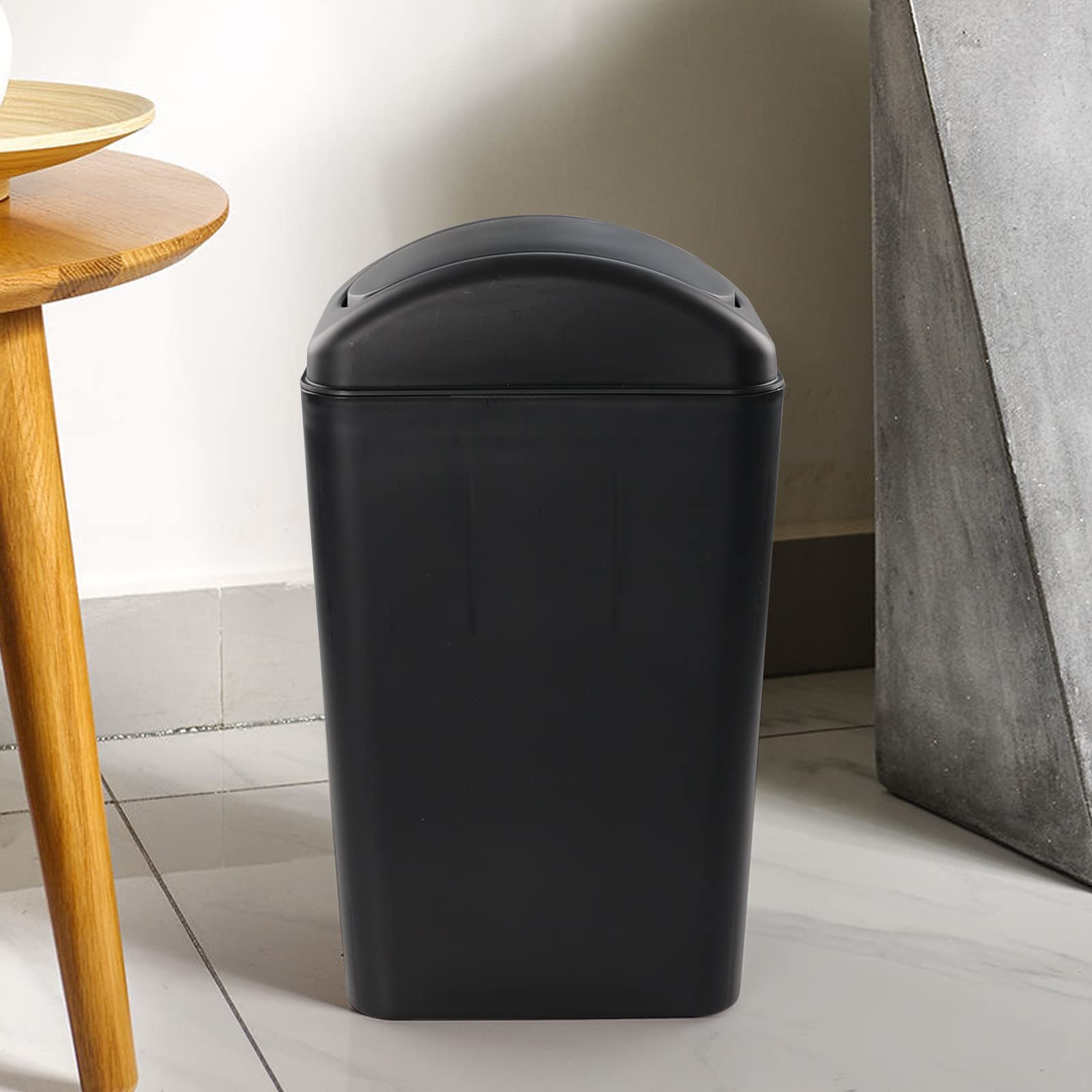 Xyskin 3.5 Gallon Plastic Trash Can with Swing Lid - Bathroom Waste Bin, Kitchen Garbage Can, Office Trash Container - Black, Fragrance-Free - Perfect for Home, Bathroom, Kitchen & Office Use