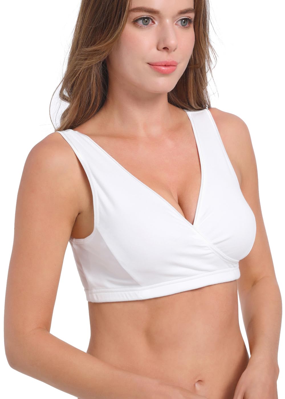 SUIEK 4 Pack Nursing Sleep Bra - Maternity Bralette for Breastfeeding - Ultra Soft Cotton Nursing Bras for Comfort - Perfect for Nighttime Nursing & Postpartum Recovery