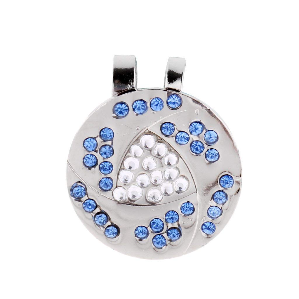 Stylish Zinc Alloy Rhinestone Golf Hat Clip with Magnetic Ball Marker - Blue Golf Accessories for Women & Men | Perfect for Golf Tournaments & Casual Play