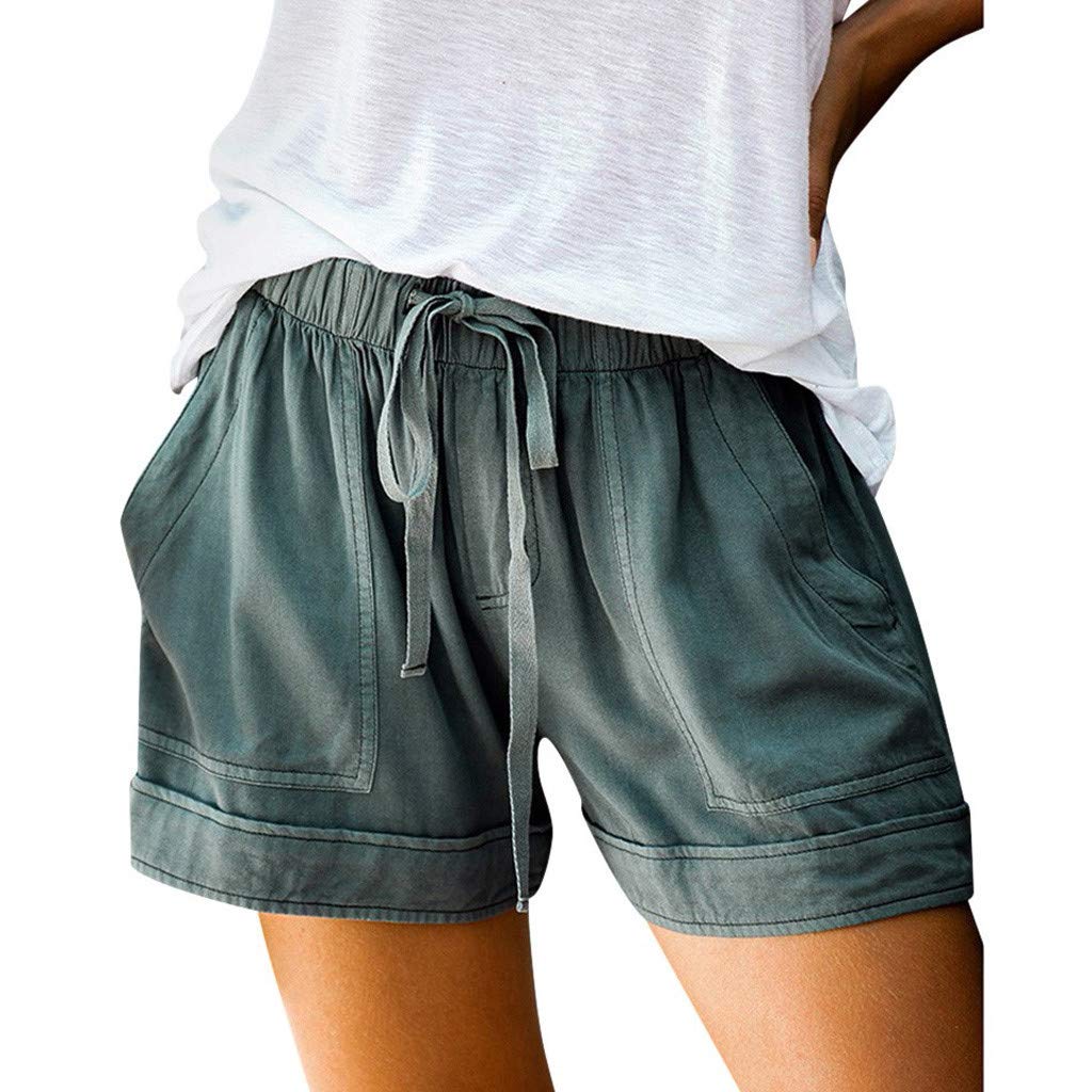 Women's Summer Shorts - Elastic Waist Comfy Beach Shorts with Pockets for Casual & Vacation