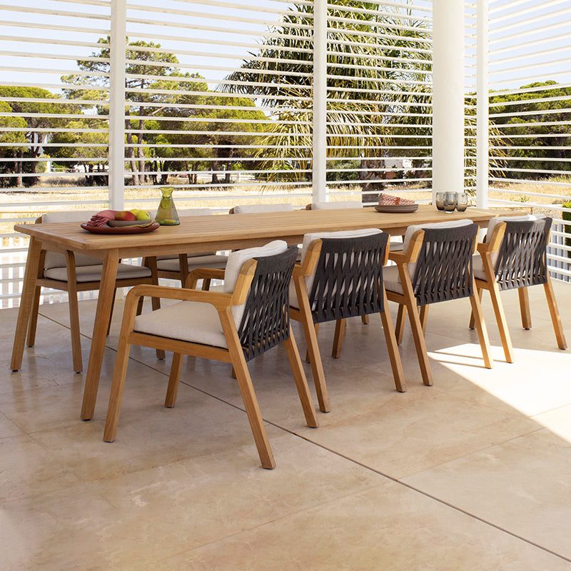 Premium Teak Rattan Outdoor Dining Table and Chair Set - Patio Furniture for Garden, Backyard, Poolside & Balcony