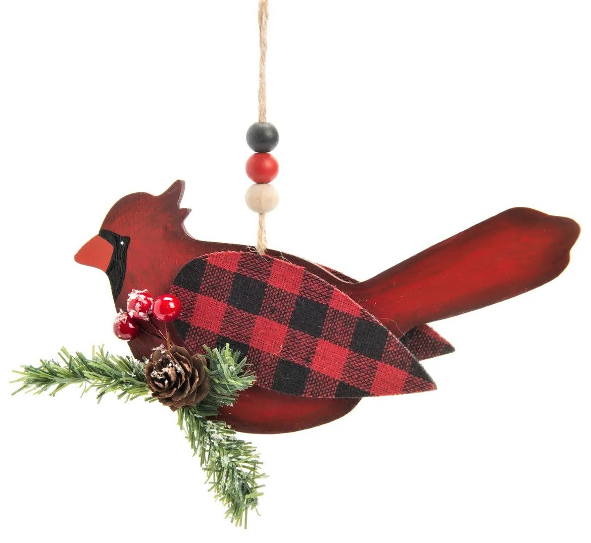 6 Pack Black and Red Buffalo Check Cardinal Christmas Ornaments - Perfect for Holiday Tree Decor, Festive Home Decorations, and Seasonal Gifts