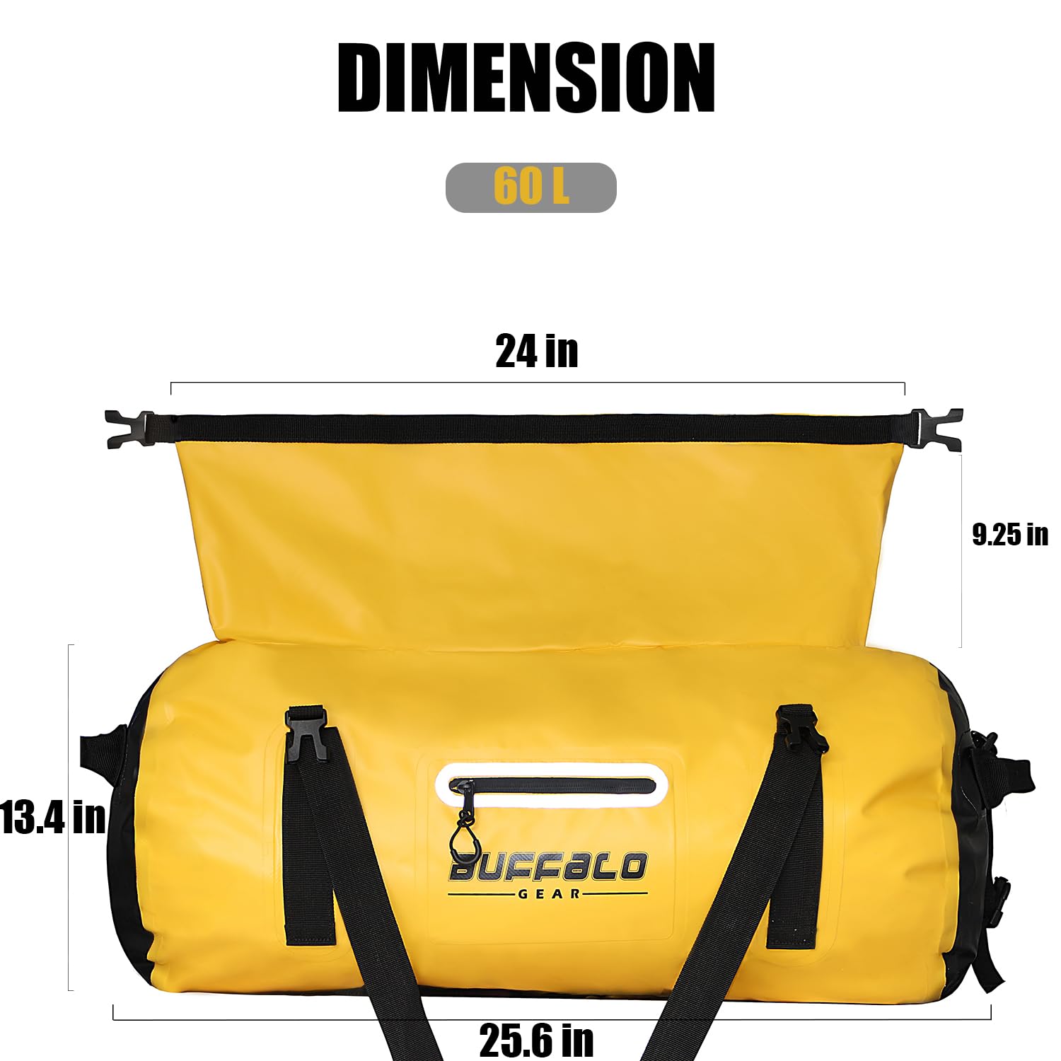 Buffalo Gear Waterproof Duffle Bag 40L 60L 80L - Heavy Duty Roll-top Dry Bag for Travel, Kayaking, Rafting, Boating, Fishing & Camping - Ideal for Outdoor Adventures and Water Sports