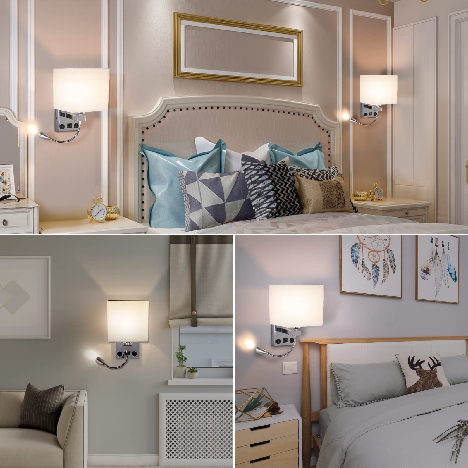 Modern LED Wall Lamp for Bedroom & Living Room - 3W E27 Bulb Holder with 2 Toggle Switches, Reading Light & Candle Holder - Perfect for Bedside, Corridor, and Home Decor Lighting