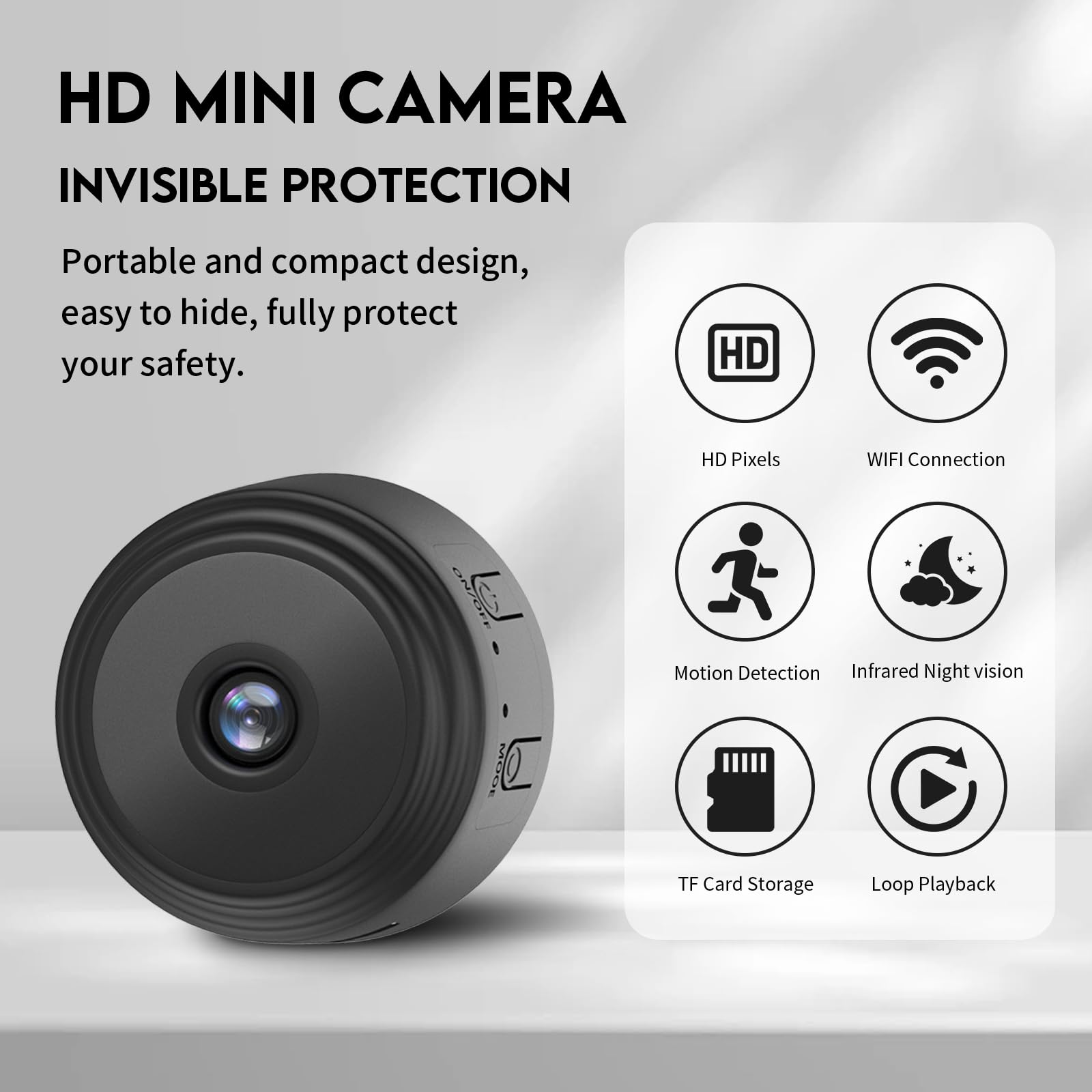ZDO Mini 4K WiFi Security Camera - Wireless AI Motion Detection, Night Vision, Baby & Pet Monitor for Home, Nursery, and Indoor Surveillance