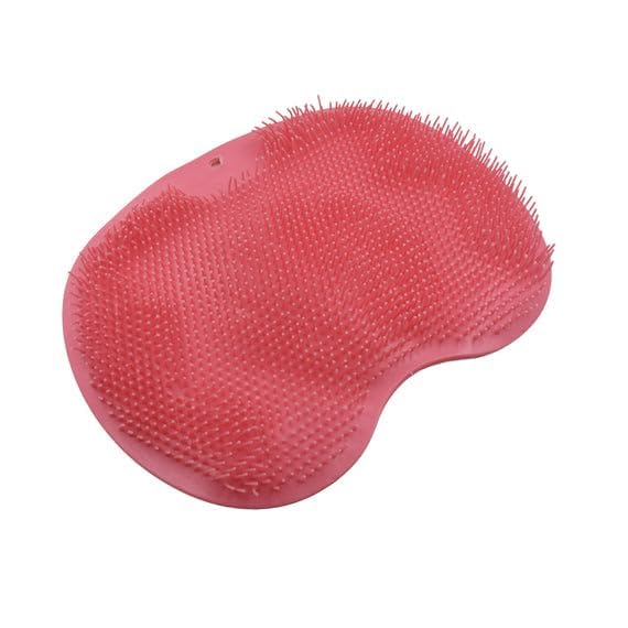 Silicone Back & Foot Scrubber Brush with Suction Cups - Exfoliating Dead Skin, Wall Mounted Bath Massage Brush for Shower & Bathroom - Perfect for Relaxing Spa Days & Deep Cleaning (Large, Pink & Blue)