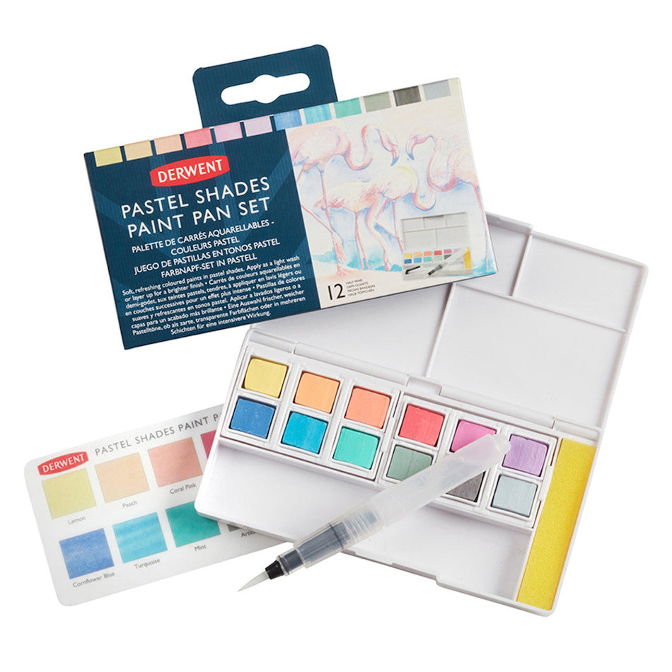 Derwent Pastel Shades Paint Pan Set - 24 Soft Pastel Colors for Artists & Sketching - Perfect for Drawing, Blending & Layering Techniques