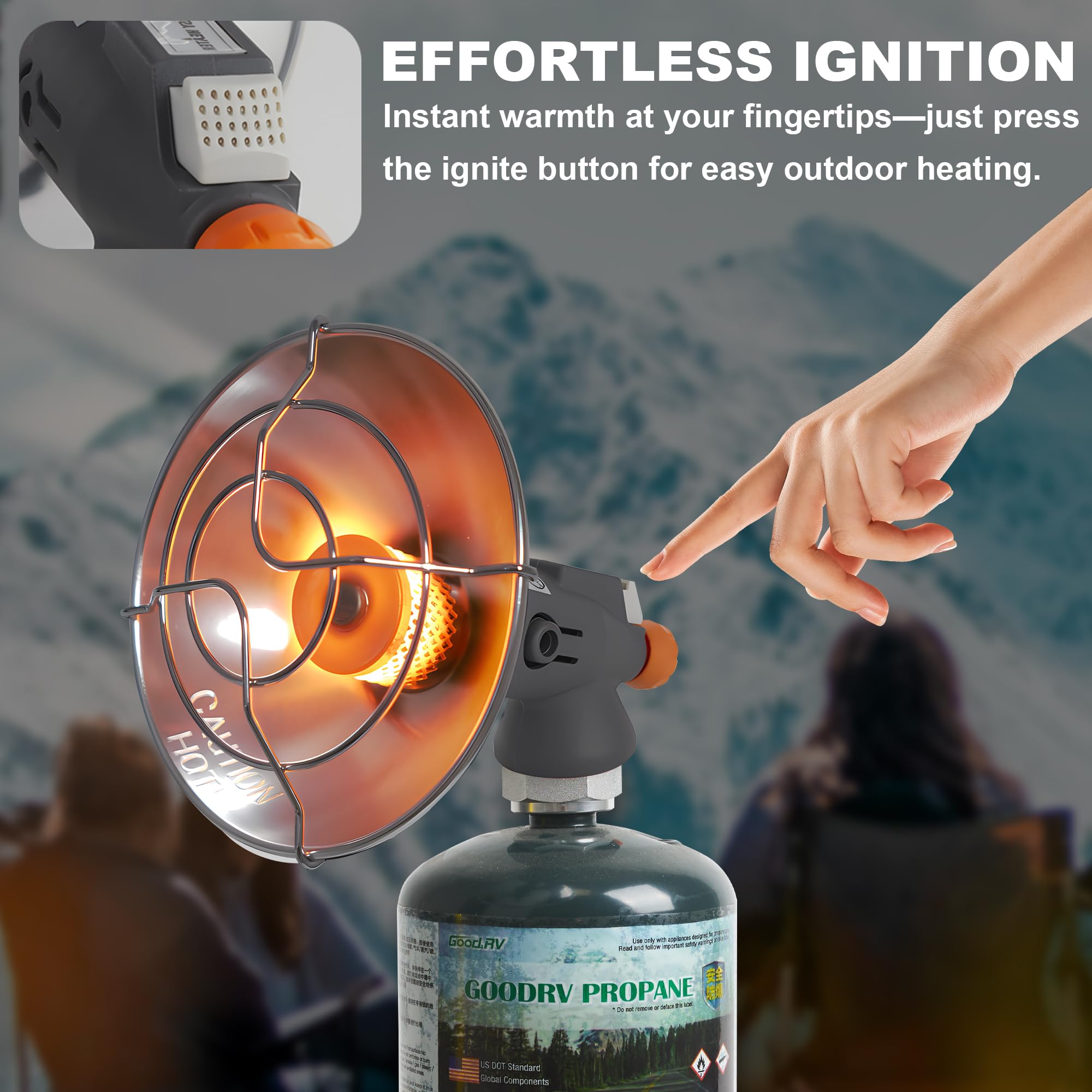 Portable Propane Heater - ISO-Butane Camping Heater for Outdoor Activities, Fishing, Hiking & Emergency Use - Fast Heating for Tents, Garages & Workspaces