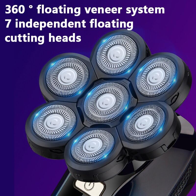 5-in-1 Rechargeable Electric Razor for Men - Waterproof Cordless Head Shaver & Beard Trimmer Kit with LED Display | Perfect for Home, Travel & Professional Barber Use