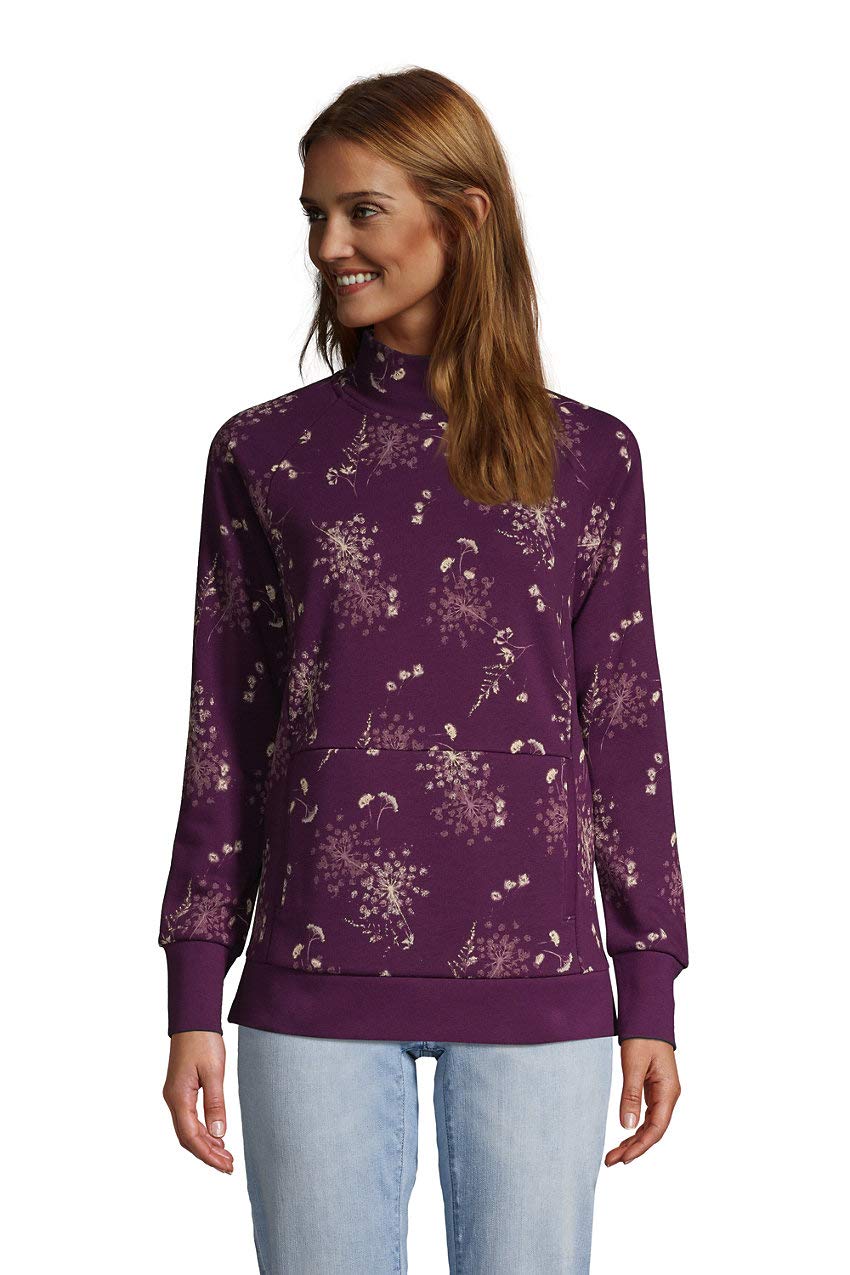 Lands' End Women's Serious Sweats Funnel Neck Long Sleeve Sweatshirt | Soft Fleece Pullover for Casual Wear, Lounging & Outdoor Activities