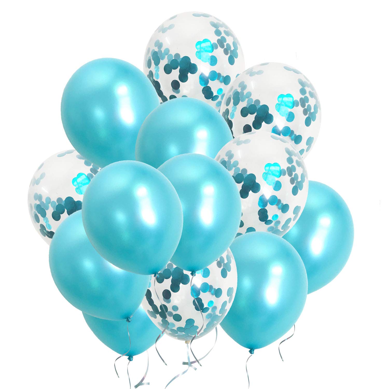 Turquoise Confetti Balloons for Birthday, Engagement, Graduation & Anniversary Party Decorations - Premium Teal Balloons for Indoor & Outdoor Celebrations