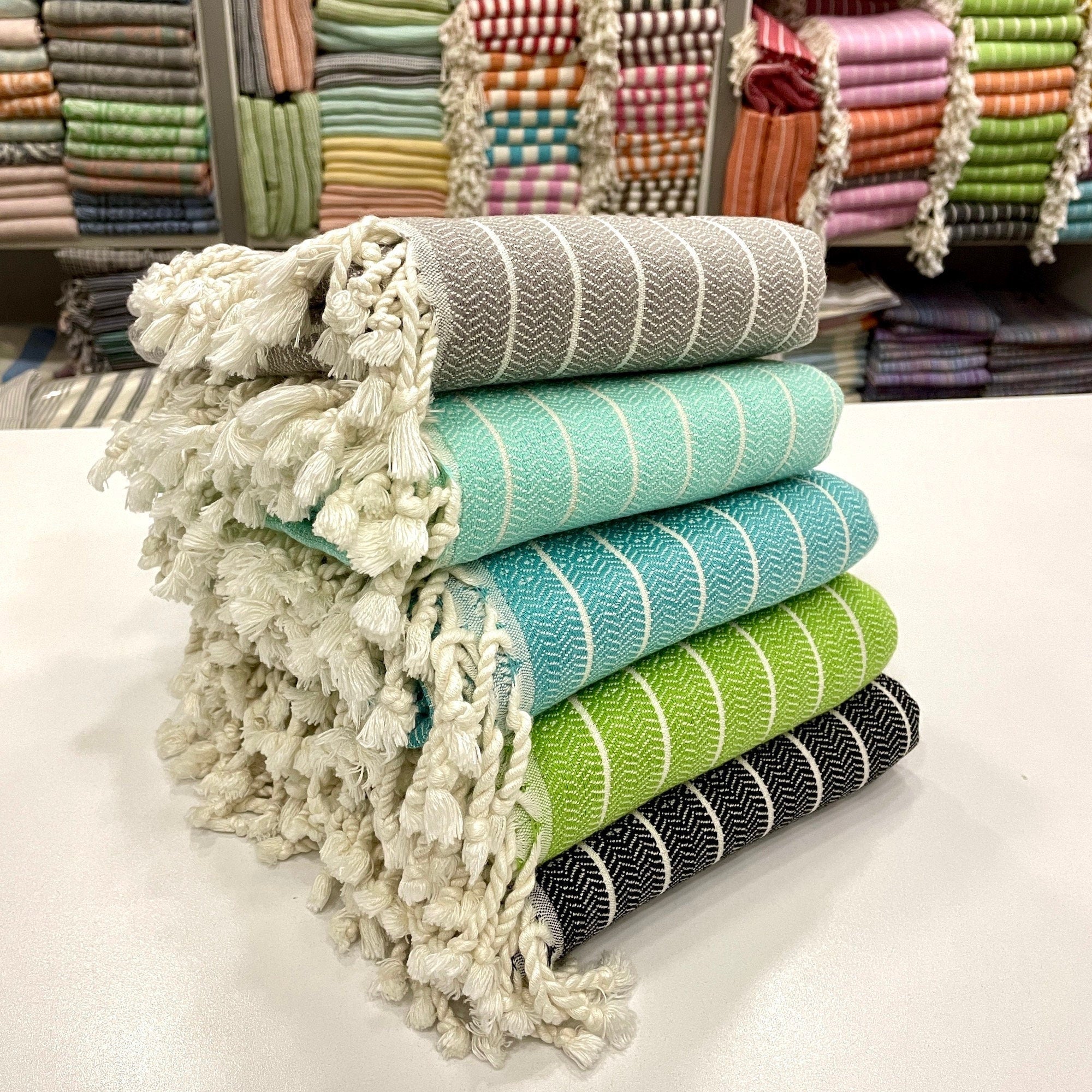 Premium Turkish Bamboo Towels - Soft, Absorbent & Quick-Drying in Gray, Turquoise, Blue, Green & Black - Perfect for Beach, Spa & Bathroom Use