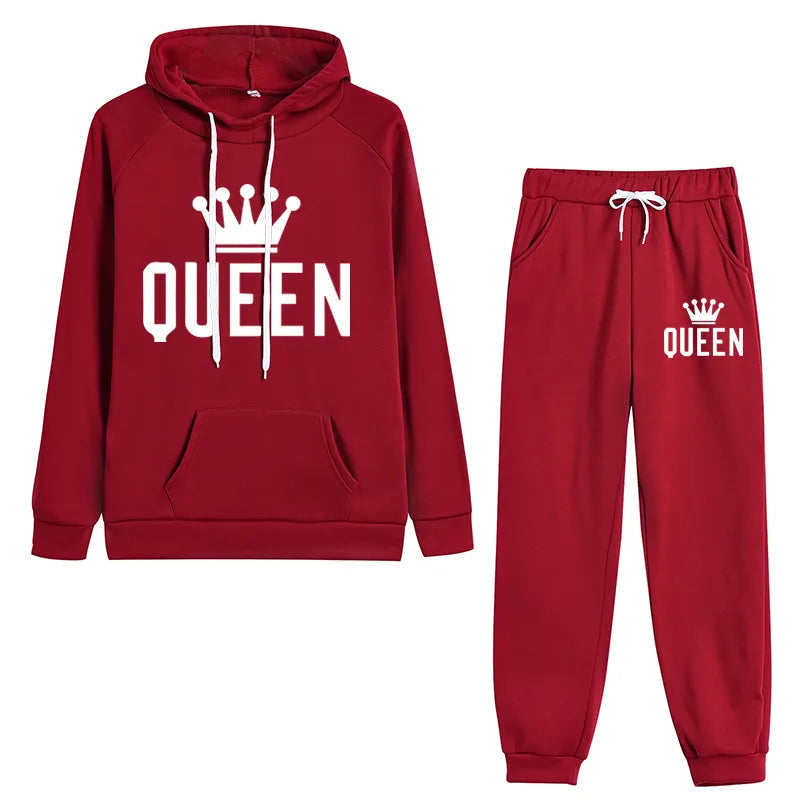 Women's Autumn Winter Hoodie & Fleece Pants 2-Piece Tracksuit Set - Cozy Casual Jogging Outfit for Running, Lounging & Streetwear Fashion