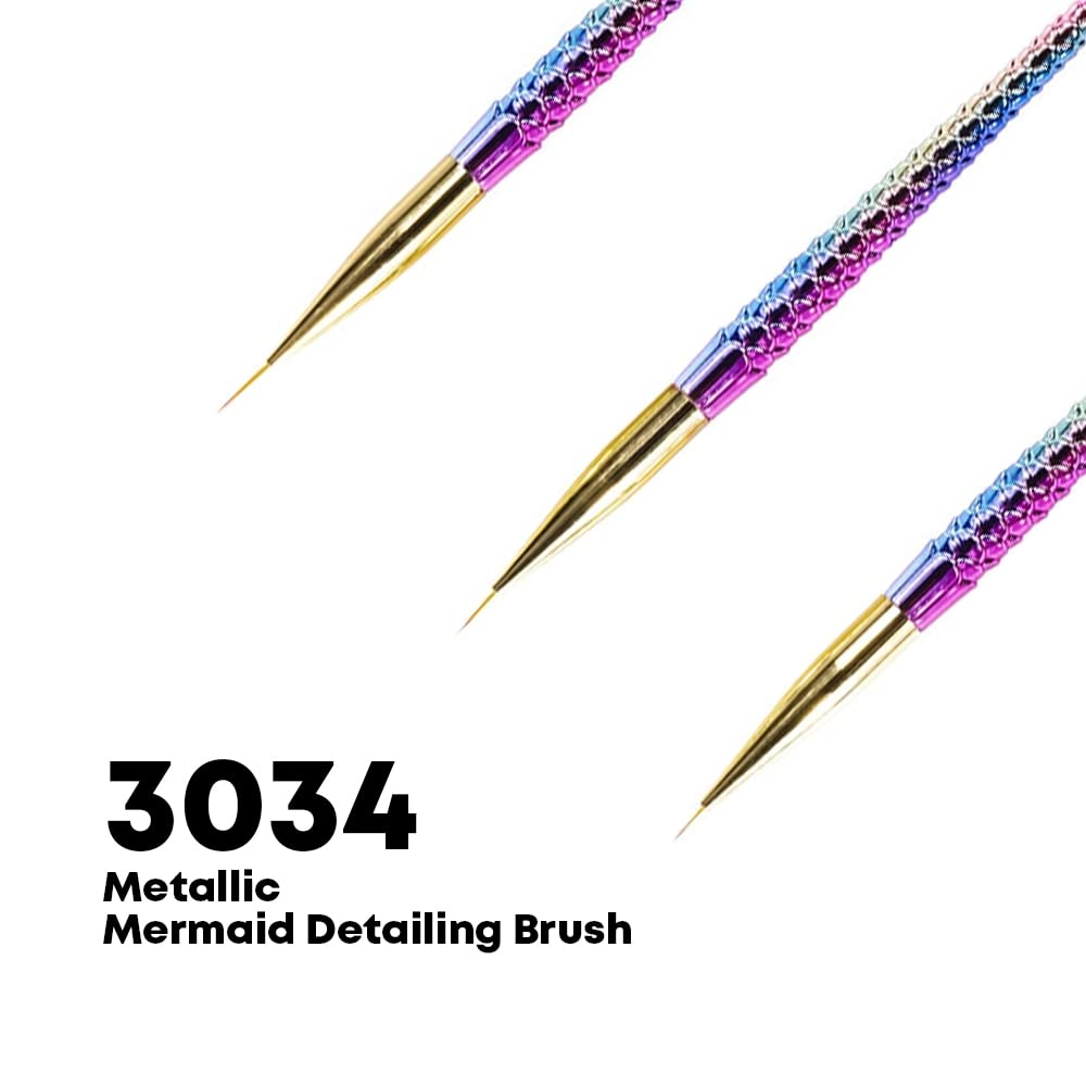 Savni Metallic Mermaid Detailing Brush Set of 3 - Professional Makeup Brushes for Eyeshadow, Eyeliner & Contouring | Perfect for Bridal, Party & Special Occasion Makeup