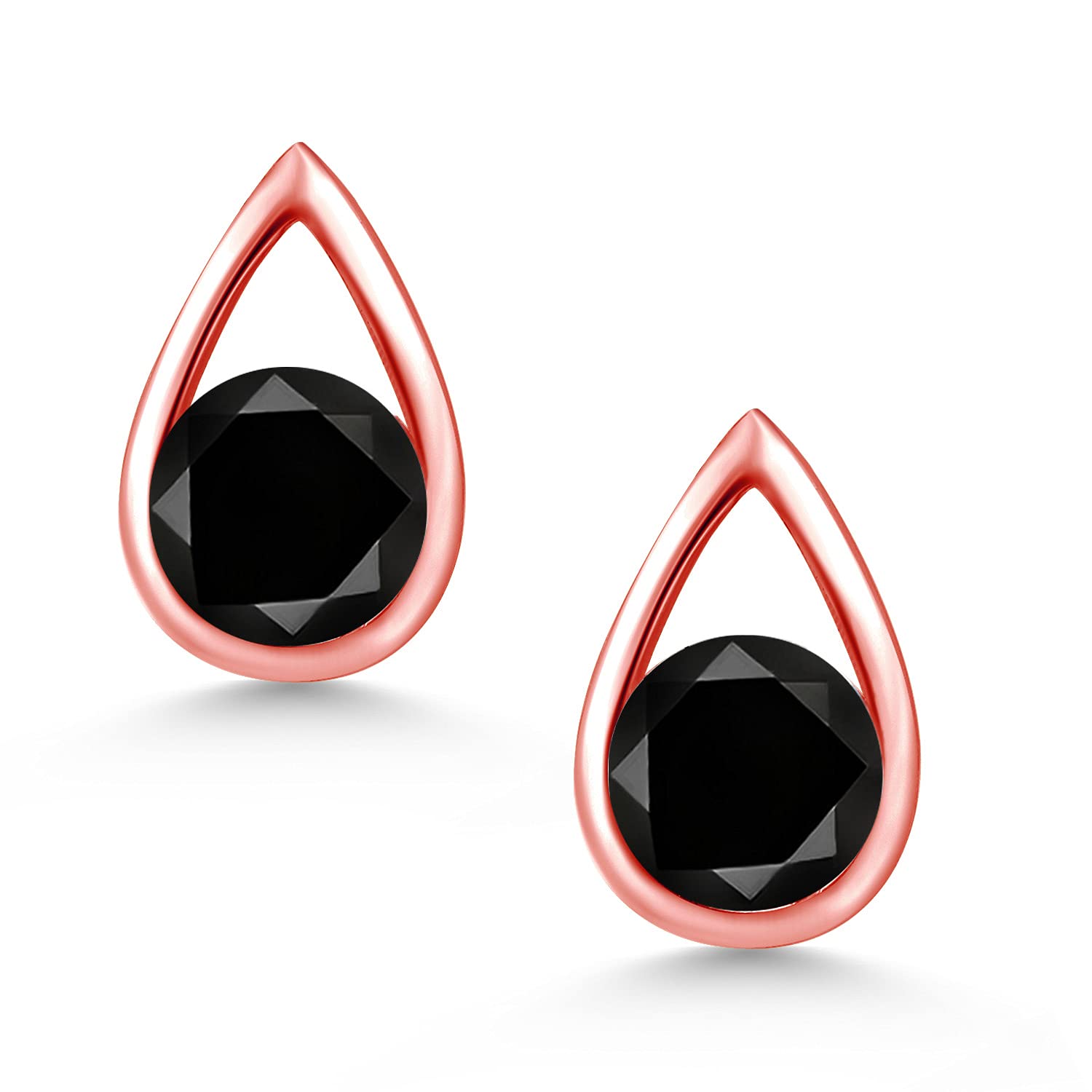 Gem Stone King Teardrop Stud Earrings for Women & Men - 18K Rose Gold Plated Sterling Silver - 5mm Round Cut Birthstone Jewelry - Elegant Gift for Her, Mom, Wife - Perfect for Birthdays, Anniversaries & Special Occasions