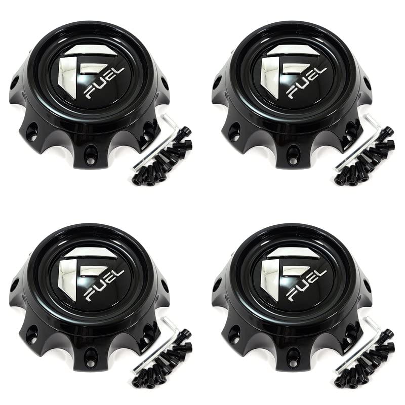 4x Gloss Black Fuel Off-Road Wheel Center Hub Caps 6-3/4