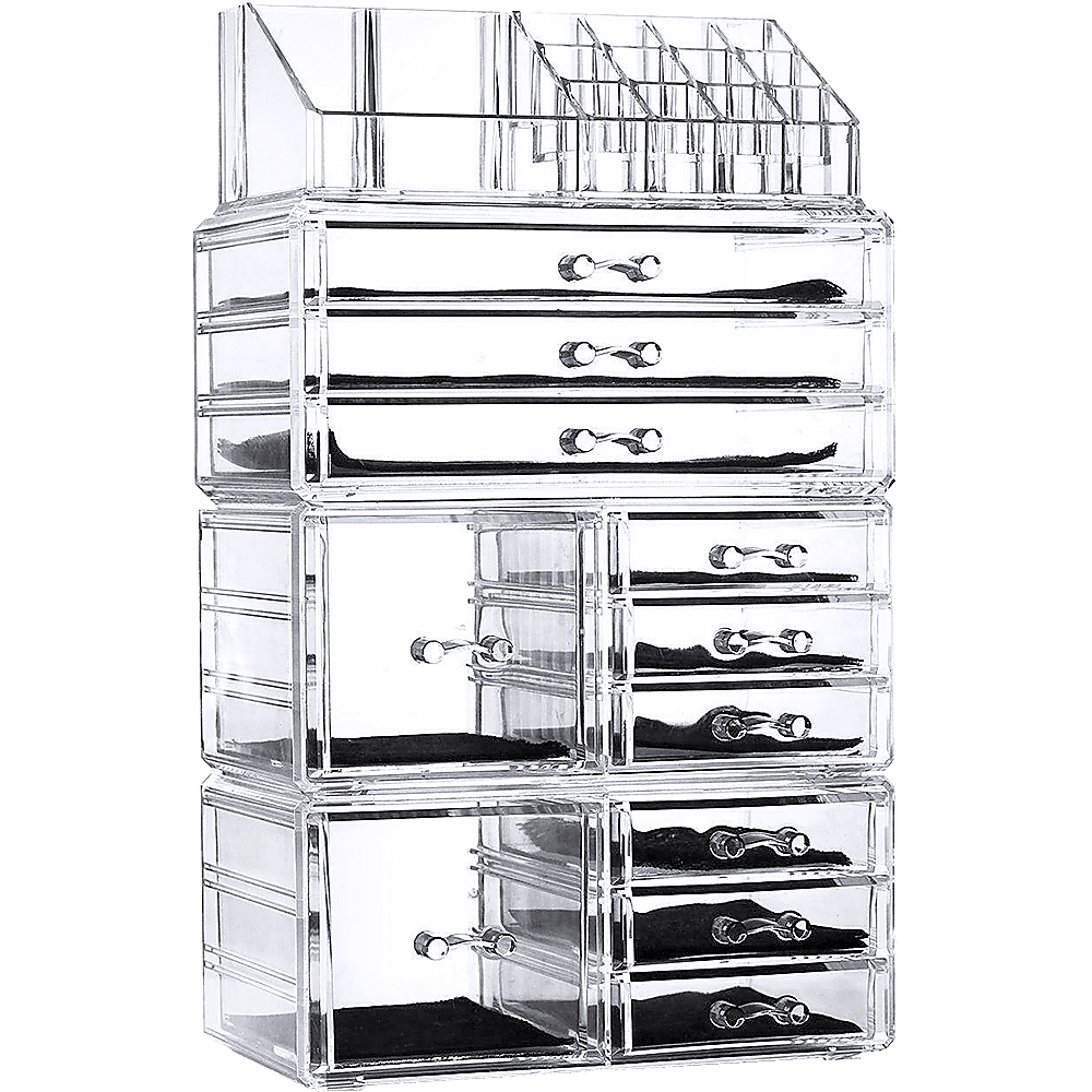 11-Drawer Clear Acrylic Makeup Jewelry Organizer - Luxury Storage Cabinet for Cosmetics, Rings, Necklaces & Small Accessories - Perfect for Vanity, Bathroom & Dressing Table Organization