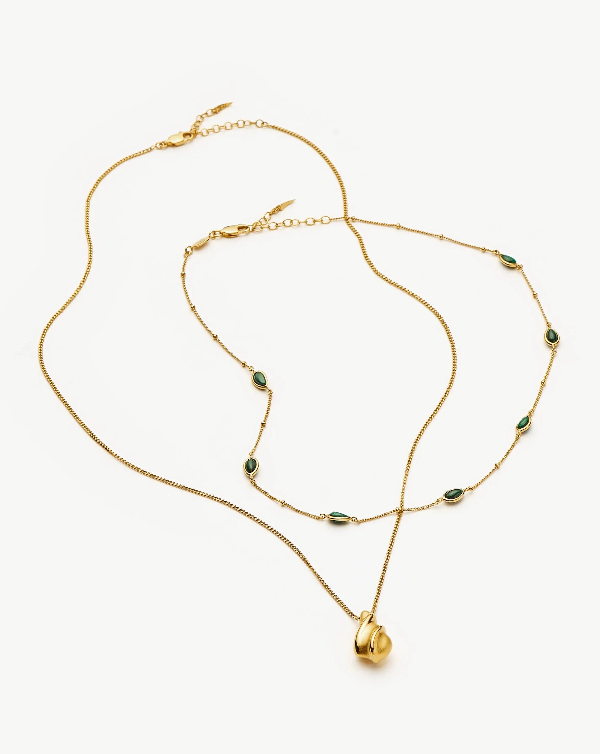 Savi Droplet Necklace & Magma Choker Set - 18k Gold Plated, 18k Gold Vermeil & Malachite Jewelry for Women | Elegant Gift for Anniversary, Valentine's Day & Special Occasions