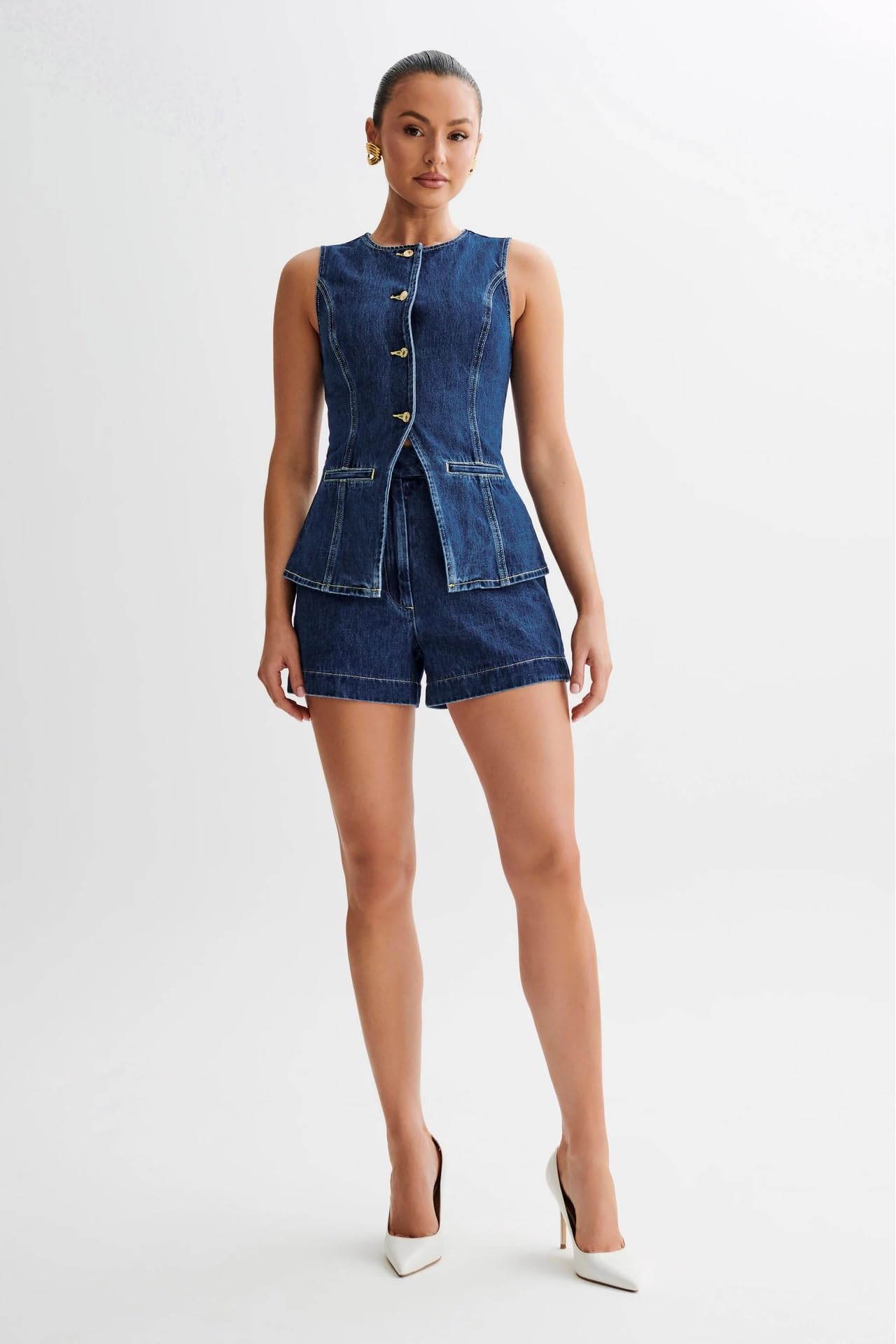 Stylish NIFTRIRY Women's Summer Two-Piece Outfits - Denim Vest & Top Set for Casual Wear, Beach Outings & Street Fashion